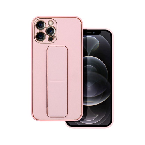 Apple iPhone 11 koža zaštitna futrola izvlačivi sa stalkom, magnetski auto držač kompatibilan (Ružičasta)