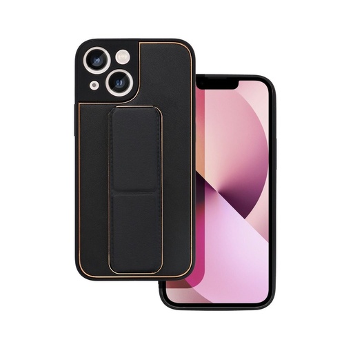 Apple iPhone 13 Mini koža zaštitna futrola izvlačivi sa stalkom, magnetski auto držač kompatibilan (Crna)