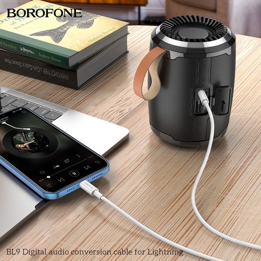 Borofone BL9 lightning razdjelnik (lightning punjač port+3,5mm jack utičnica), 1m, Lightning-3,5Jack pretvarač, bijela
