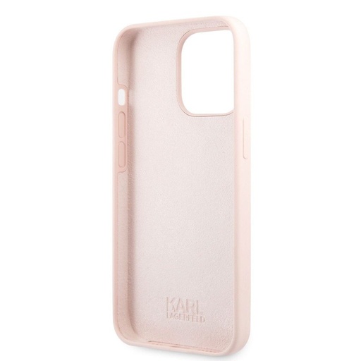 Apple iPhone 13 Pro Max Karl Lagerfeld Liquid Silicone Karl Head futrola (Svijetao ružičasta) – KLHCP13XSLKHP