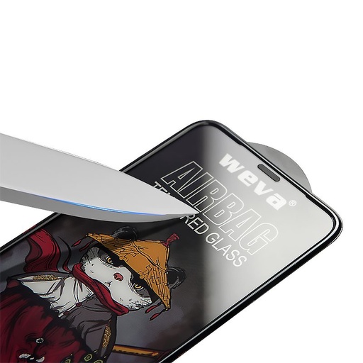 Apple iPhone 13 Pro Max / 14 Plus (6,7) Weva airbag premium zaštitno staklo, proziran (crna s okvirom)