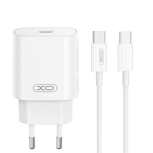 XO CE25 PD 25W brzi punjač (Bijela) – USB-C priključak, Type-C s kabelom