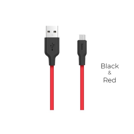 Hoco X21 microUSB kabel (izdržljiv), 2A, silikonski, 1m, crna/ crvena