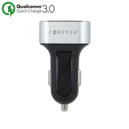 Forever auto brzi punjač (2 USB port), QC 3.0,30W, srebrna/ crna