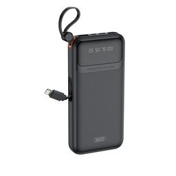 XO PR278 power bank 10000 mAh (Crna) – digitalni zaslon, 4 ugrađen kabel (USB-A, USB-C, MicroUSB, Lightning)