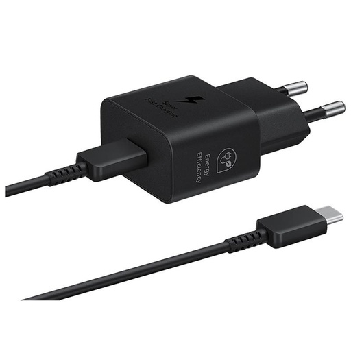 Samsung USB-C mrežni brzi punjač 25W + USB-C kabel (Crna)