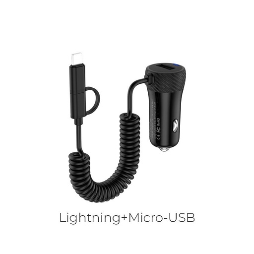 Hoco Z21A Ascender single-port car charger with cable(Apple + Micro) Crna