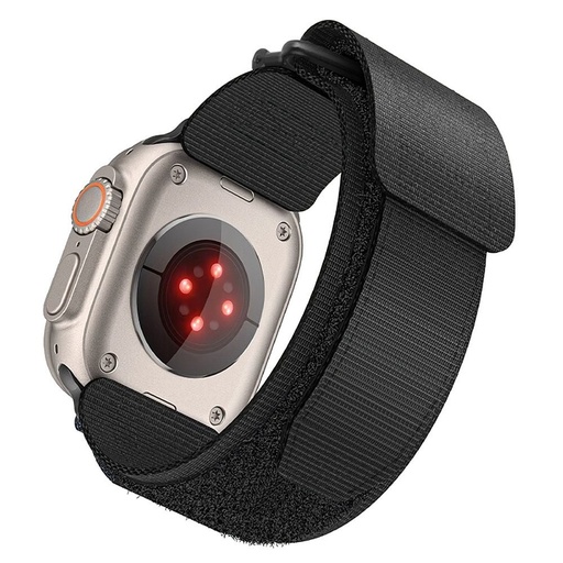 Forcell F-Design FA05 nylon s čičak trakom remen Apple Watch 42 / 44 / 45 / 49 mm (Crna)