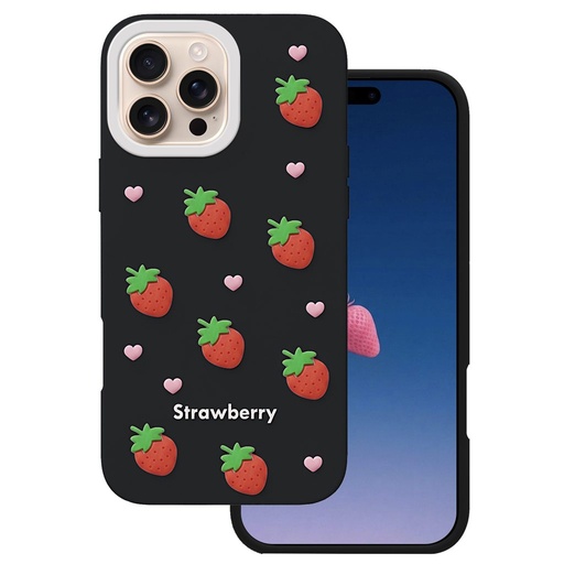 Apple iPhone 16 Pro Strawberry zaštitna maskica (Crna)
