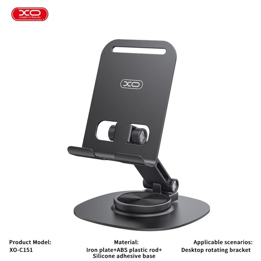 XO C151 metal 360°-ban okretni stolni držač (Crna)