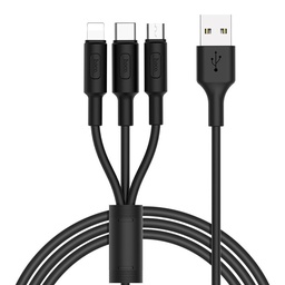 Hoco X25 3in1 kabel (microUSB + type-C + lightning), 2A, 1m, crna