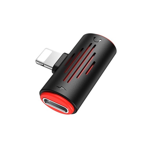 Borofone BV6 lightning razdjelnik (lightning audio+lightning punjač port), crna