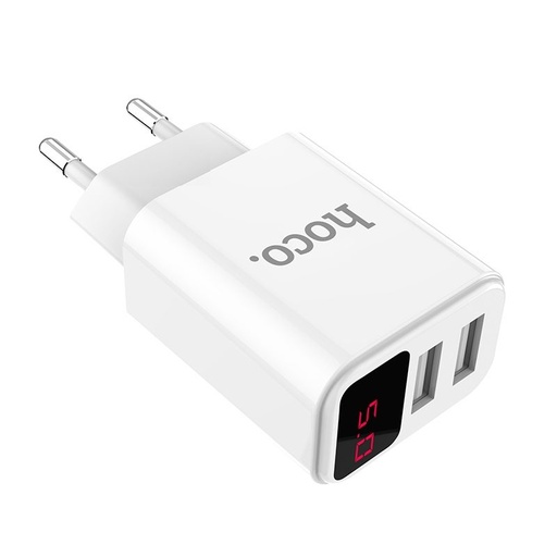 Hoco C63A mrežni punjač (2 USB port), 5V 2,1A, LED indikator stanja, bijela