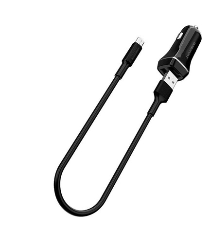 Borofone BZ2 auto punjač (2 USB port, microUSB kabel), 5V 2,4A, crna