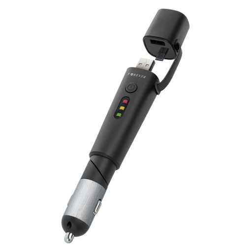 Forever L-style auto punjač, 2600 mAh power bank, crna