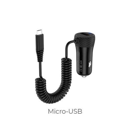 Hoco Z21A 2.4A auto punjač microUSB s kabelom, Crna