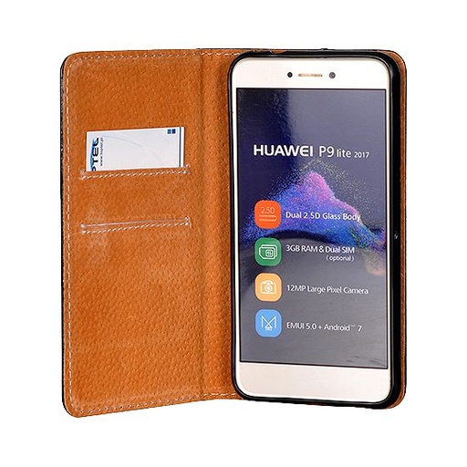Huawei P40 Lite olasz koža preklopna futrola, crna