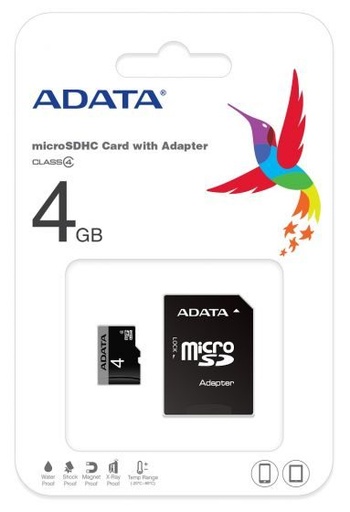 ADATA microSDHC + adapter 4GB class4 memorijska kartica