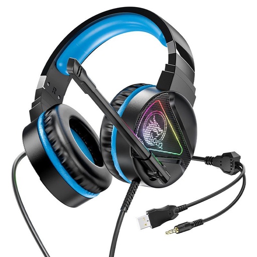 Hoco W104 žičani slušalice, s mikrofonom, 3,5mm-es i egy USB s priključkom, 2m-es sa žicom, plava