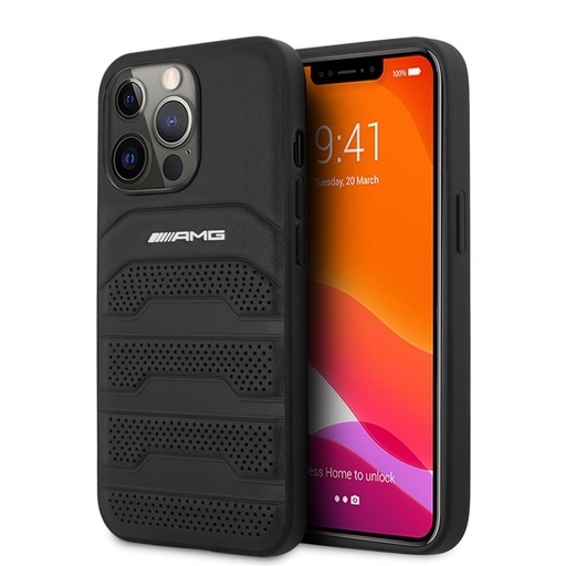 Apple iPhone 13 Pro AMG koža zaštitna maskica (Crna) - AMHCP13LGSEBK