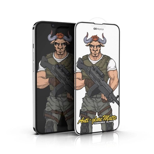Apple iPhone 13 / 13 Pro / 14 / 16e OX Warrior Mr. Soldier otisak prsta bez mat zaštitno staklo (Crna)