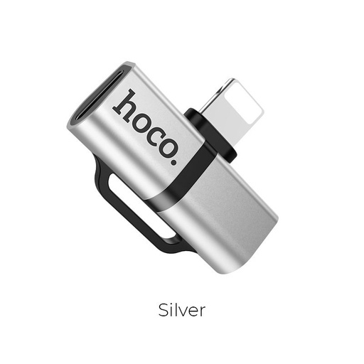 Hoco LS20 2in1 lightning razdjelnik (lightning audio+lightning punjač port), srebrna